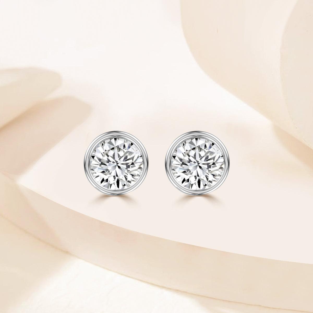 1.00 CTW Bezel-Set Martini Stud With Medium Push Back