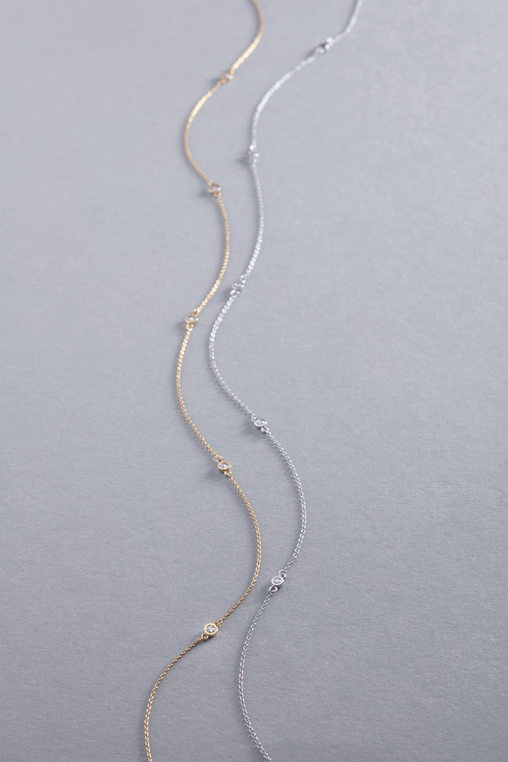 Lab Grown Diamond Station Necklace in 14K Gold