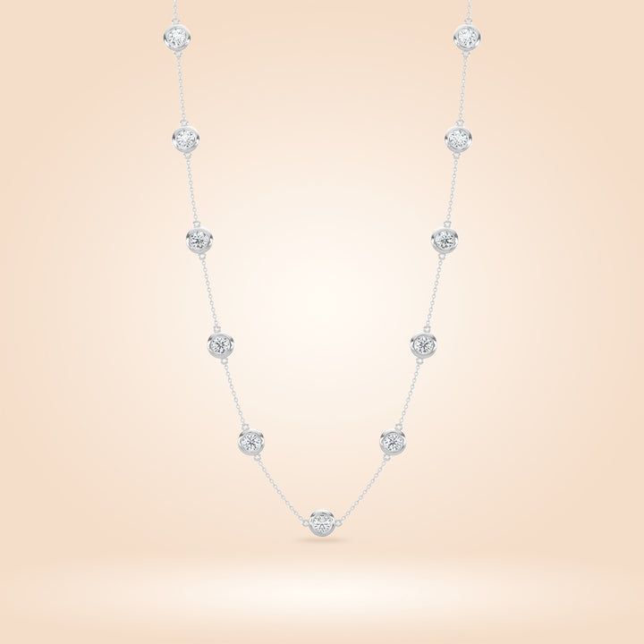 14K White Classic 2.00 CTW Diamond Station Necklace With 11 Stones
