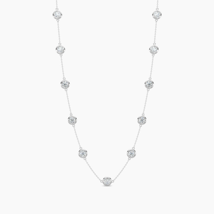 14K White Classic 2.00 CTW Diamond Station Necklace With 11 Stones