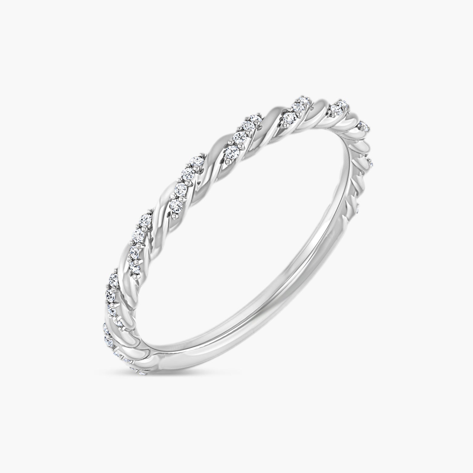 1/10 CTW Lab-Grown Diamond Pave Twisted Rope Band