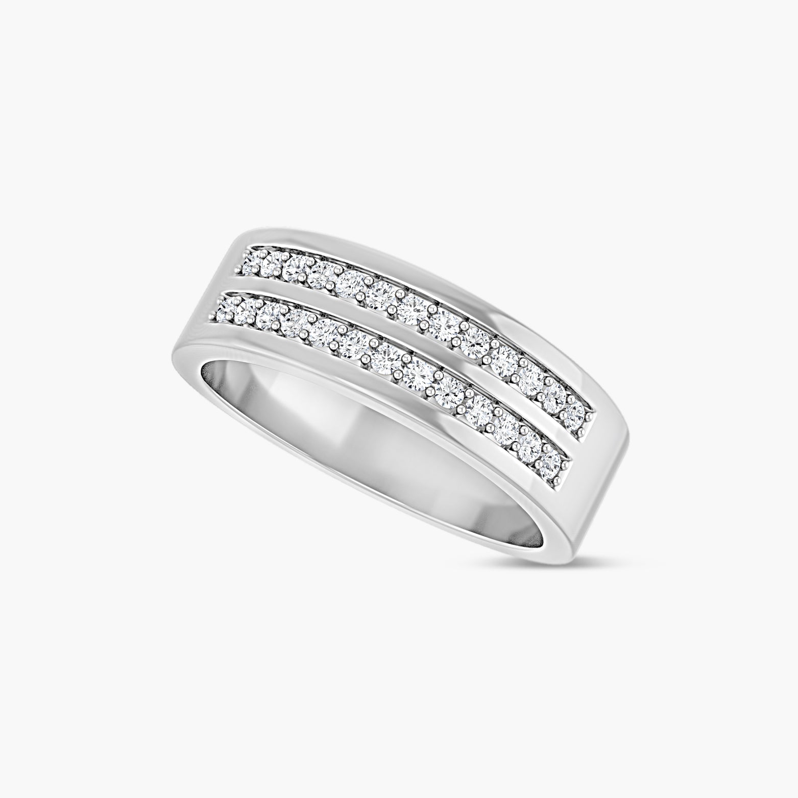 3/8 CTW Lab-Grown Diamond Double Row Tapered Band