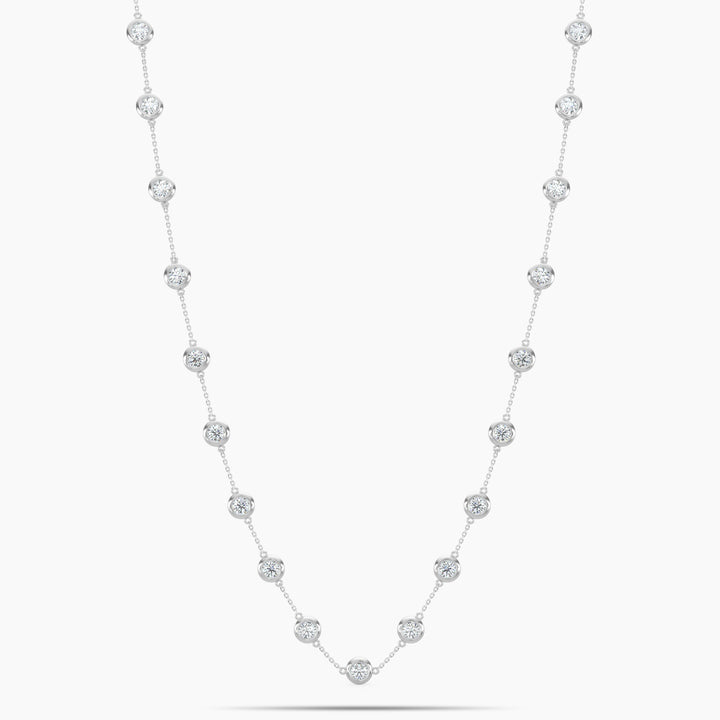 Classic 1.00 CTW Diamond Station Necklace With 19 Stones