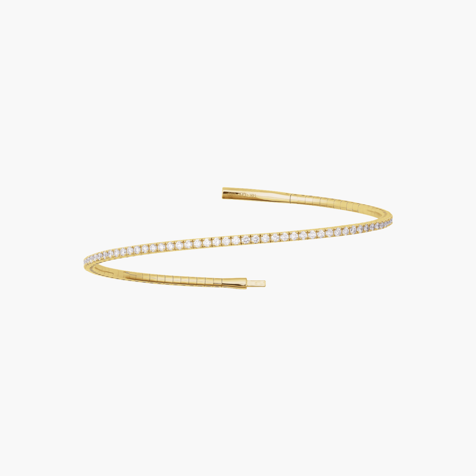 2.00 CTW Lab Grown Diamond Flexible Bangle Bracelet in 14K Gold