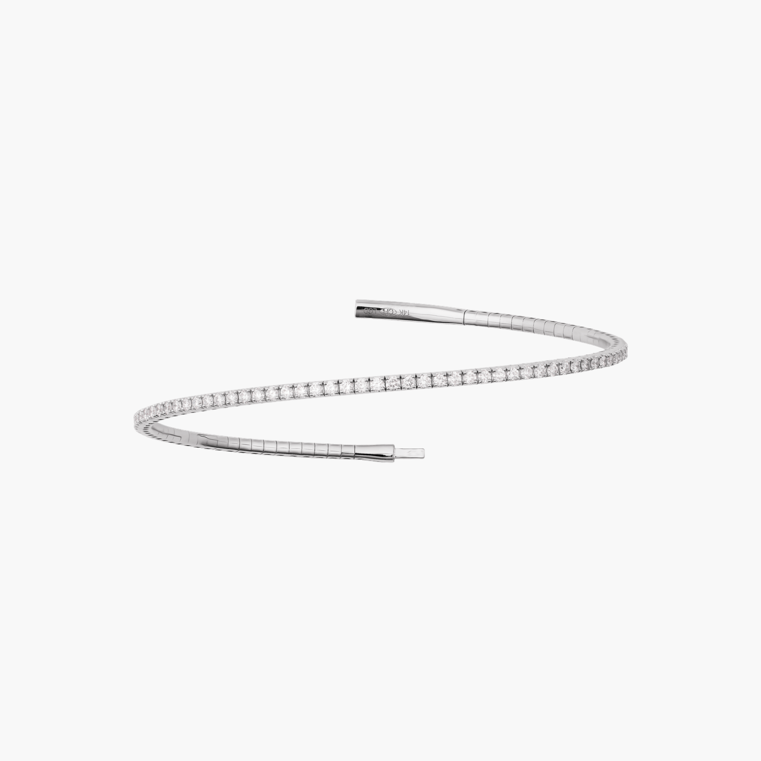 2.00 CTW Lab Grown Diamond Flexible Bangle Bracelet in 14K Gold
