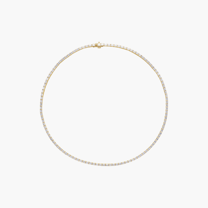 11.75 CTW Lab Grown Emerald Diamond Tennis Necklace in 14K Gold