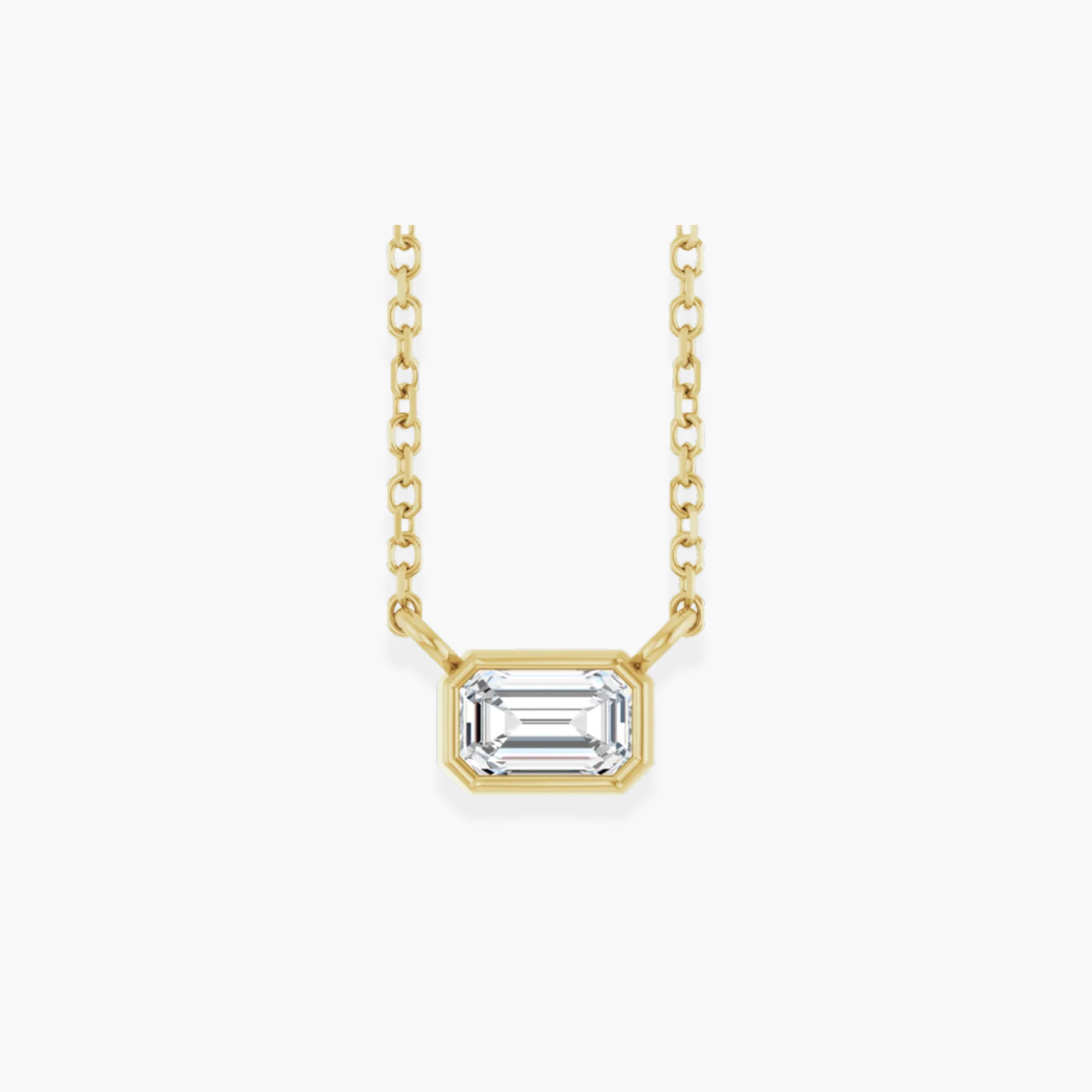 Lab-Grown Diamond Emerald Bezel Solitaire Necklace in 14K Gold