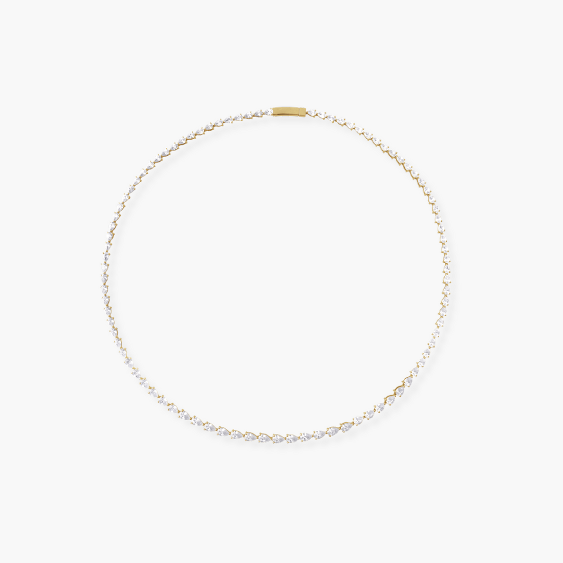 10 CTW Lab Grown Pear Diamond Tennis Necklace in 14K Gold