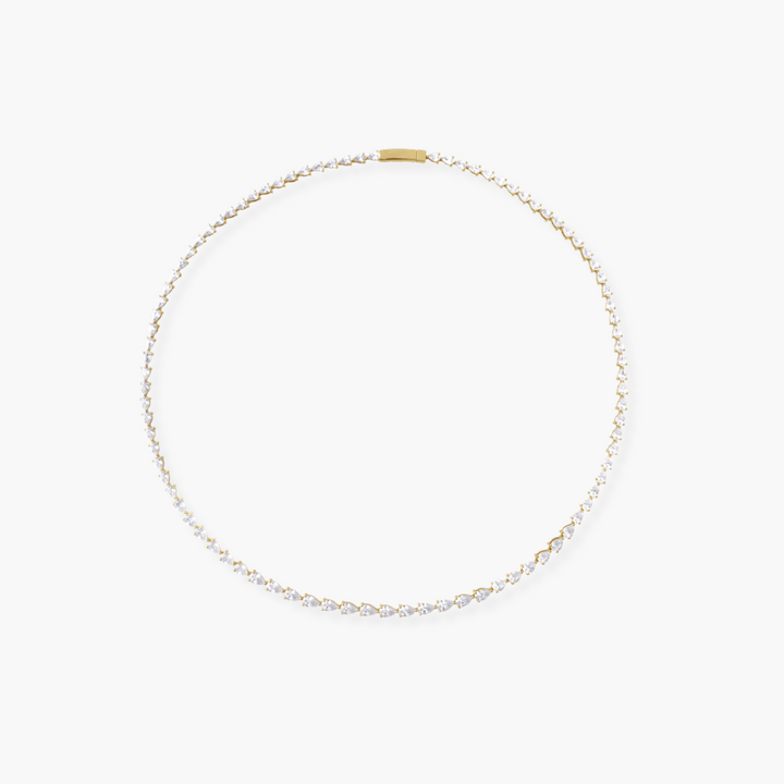 10 CTW Lab Grown Pear Diamond Tennis Necklace in 14K Gold
