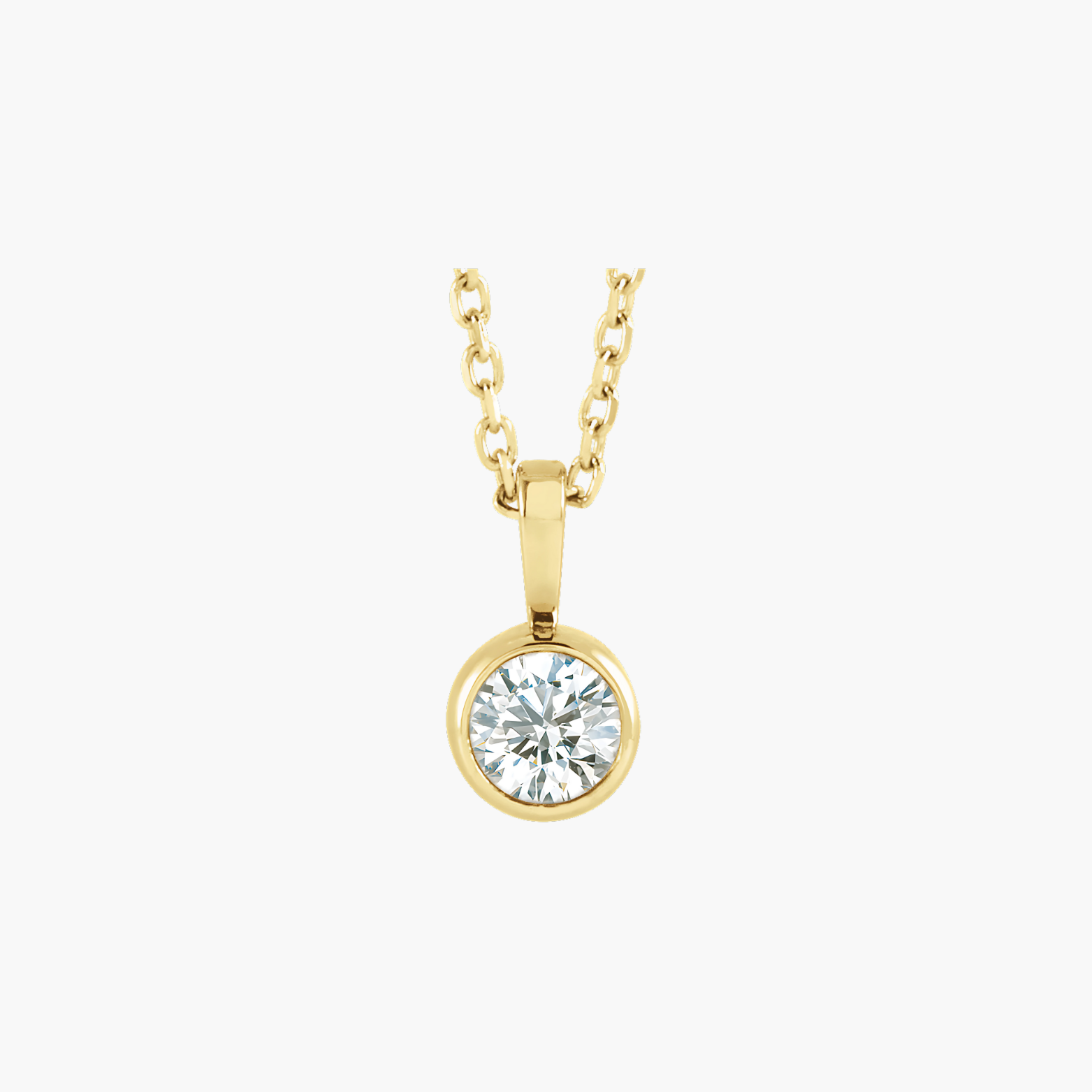 Lab Grown Diamond Bezel Solitaire Necklace in 14K Gold