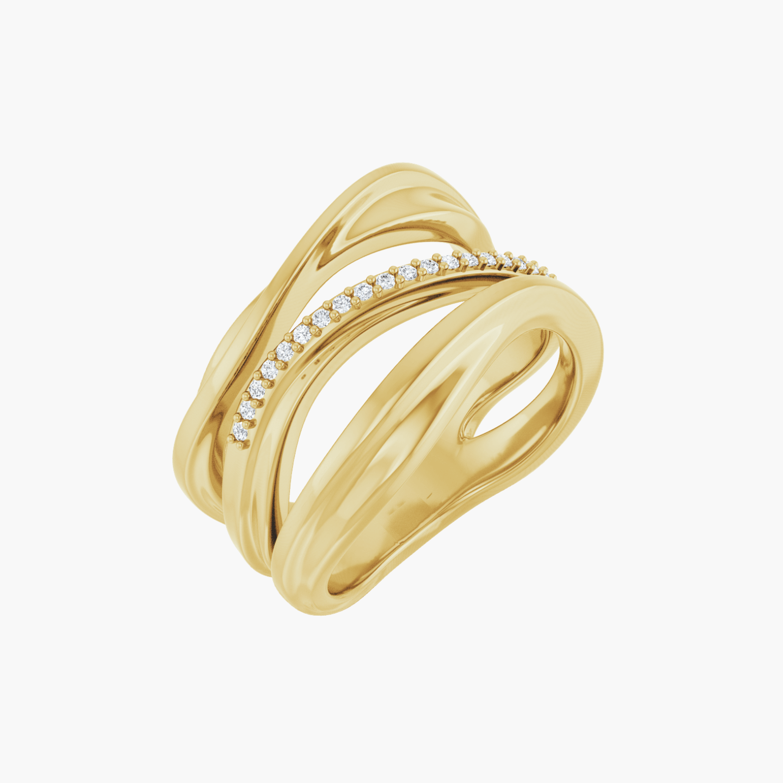 14K Gold Freeform Natural Diamond Ring