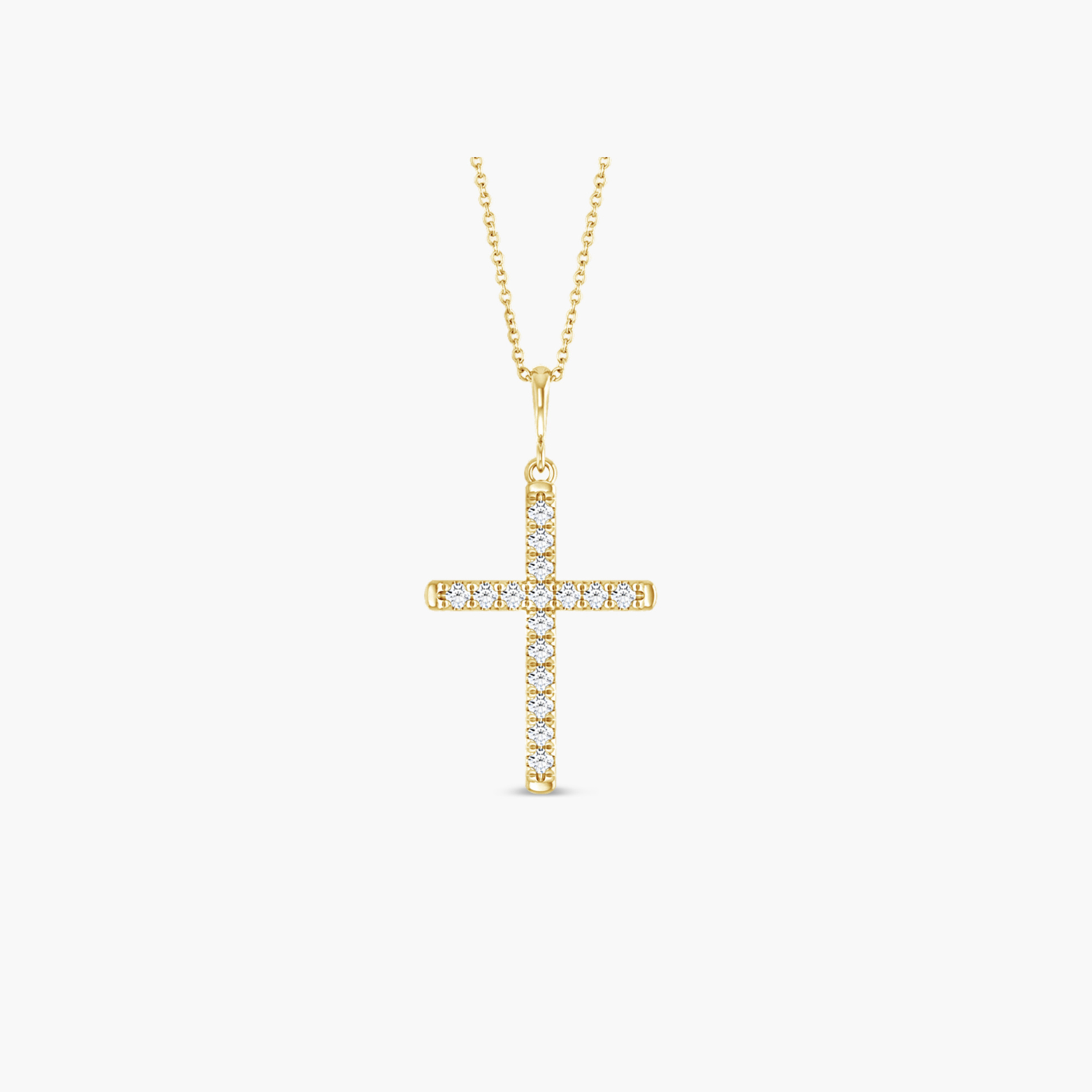 French-Set Cross Necklace 14K Gold
