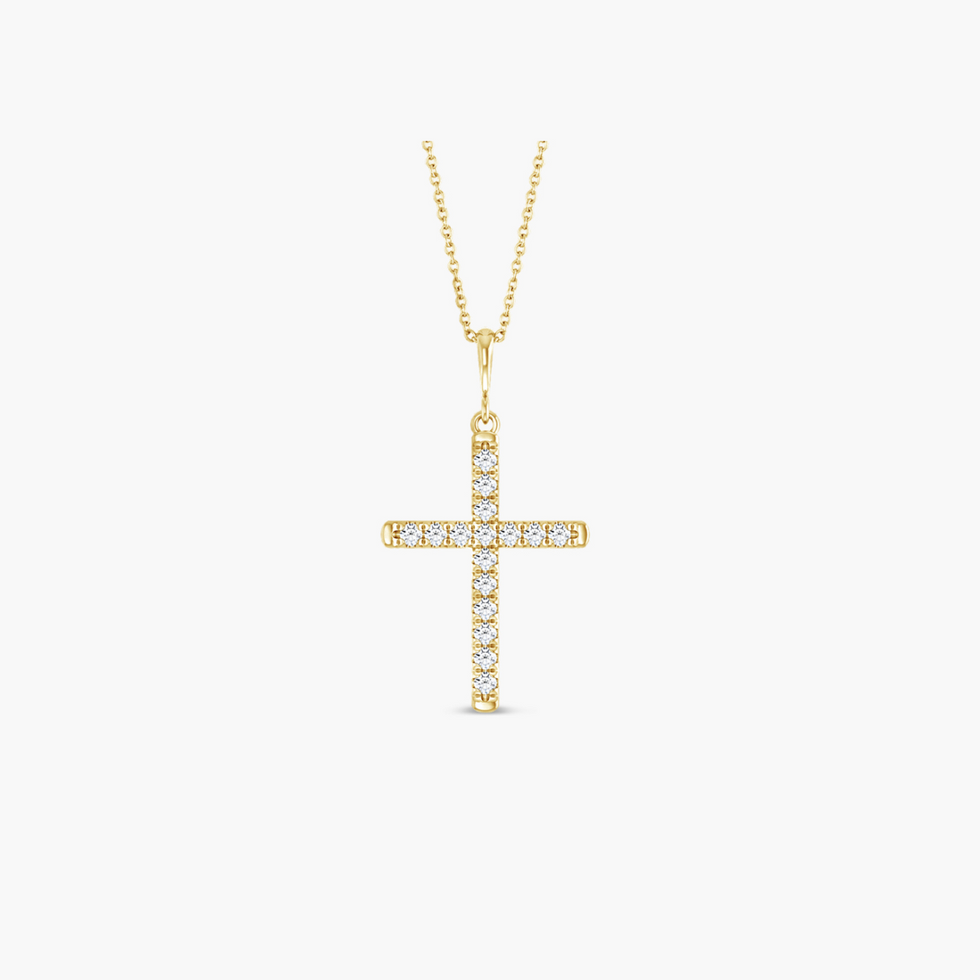 French-Set Cross Necklace 14K Gold