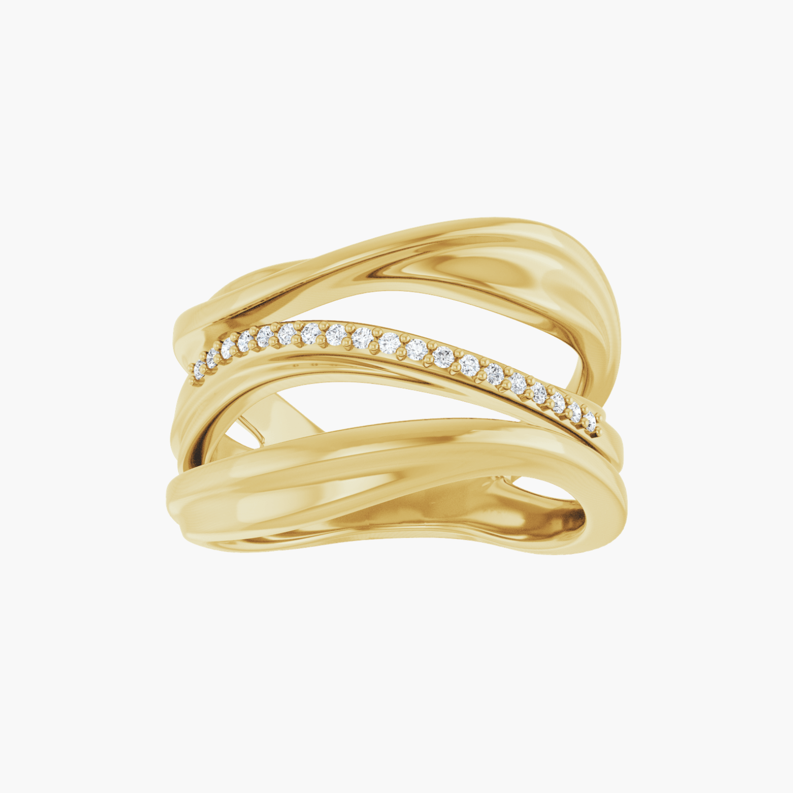 14K Gold Freeform Natural Diamond Ring