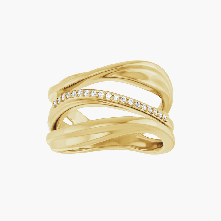 14K Gold Freeform Natural Diamond Ring