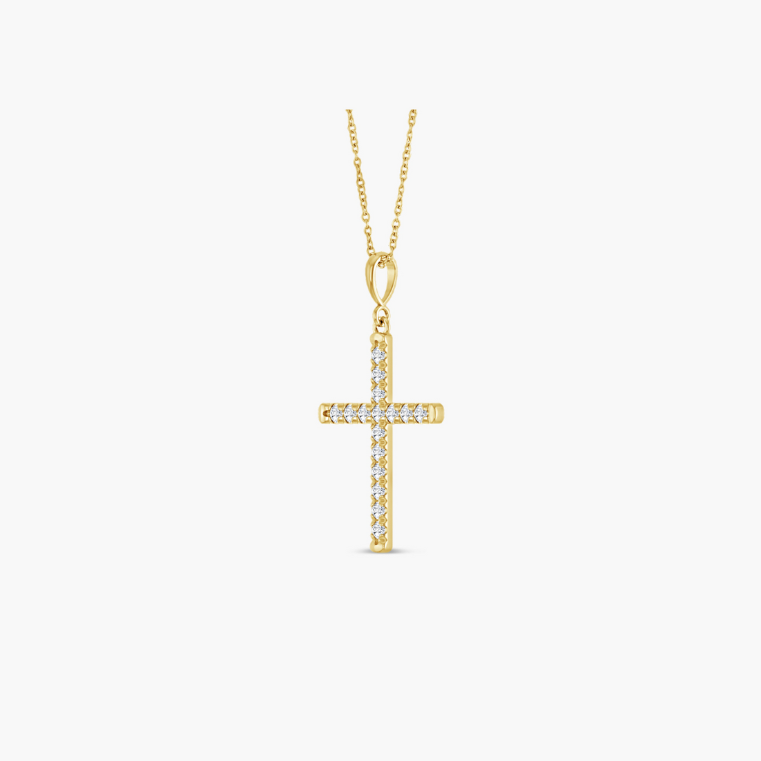 French-Set Cross Necklace 14K Gold