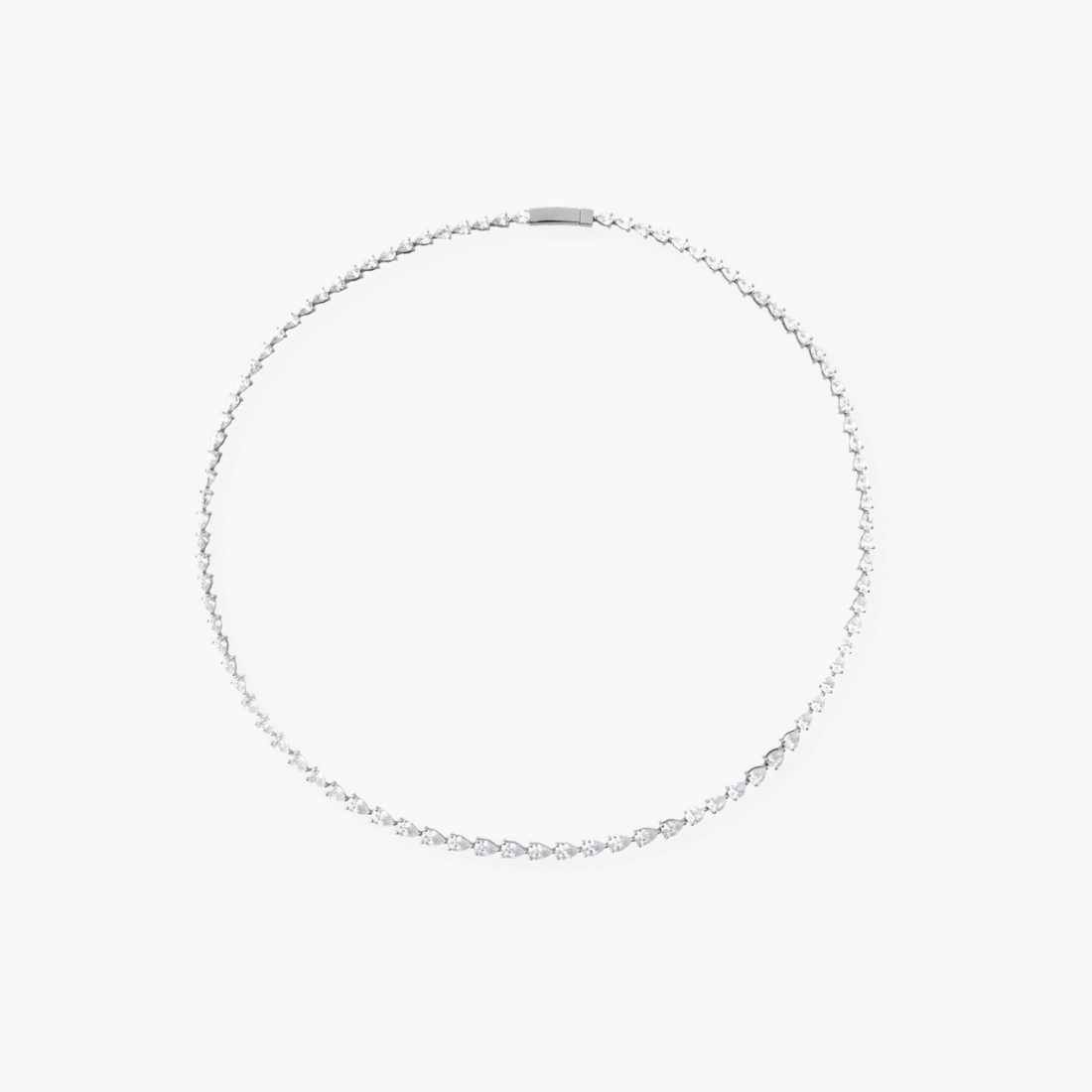 10 CTW Lab Grown Pear Diamond Tennis Necklace in 14K Gold