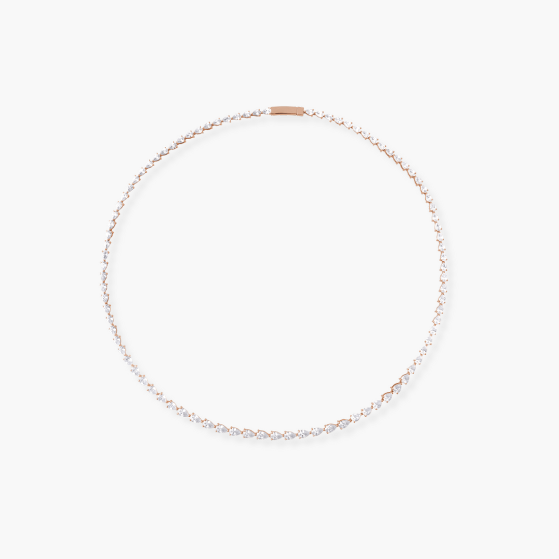 10 CTW Lab Grown Pear Diamond Tennis Necklace in 14K Gold