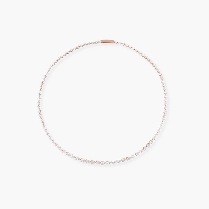 10 CTW Lab Grown Pear Diamond Tennis Necklace in 14K Gold