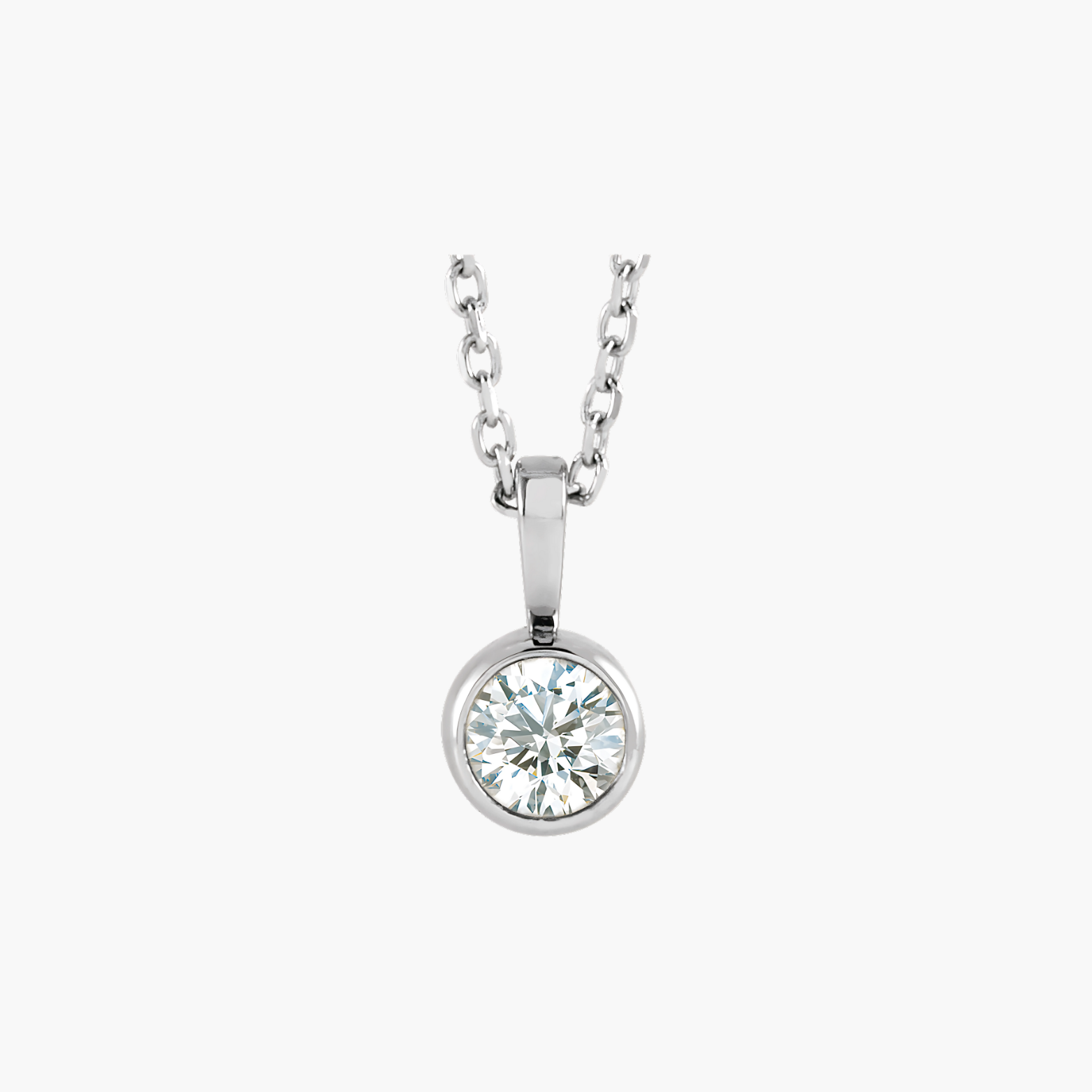 Lab Grown Diamond Bezel Solitaire Necklace in 14K Gold