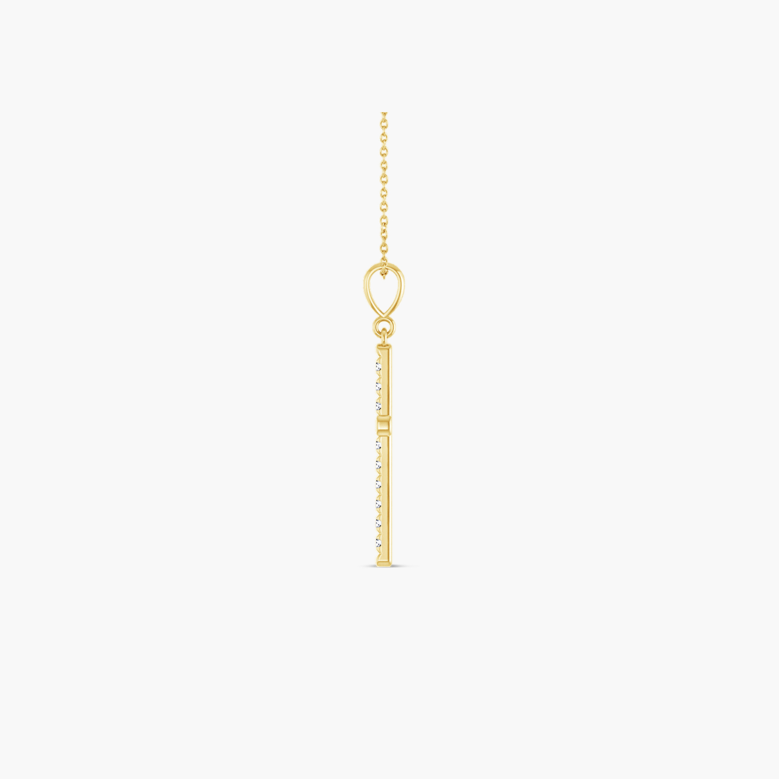 French-Set Cross Necklace 14K Gold