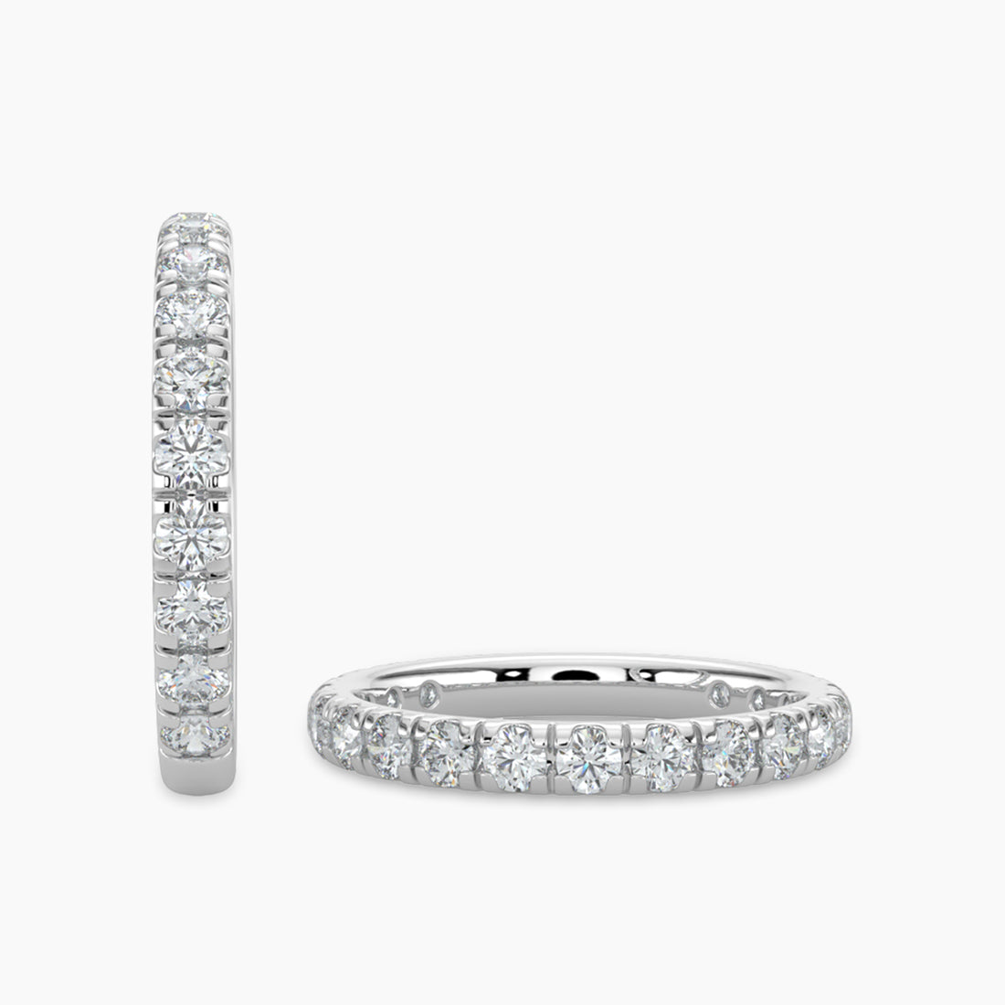 14K White 1.00 CTW Diamond Band In Scallop Setting