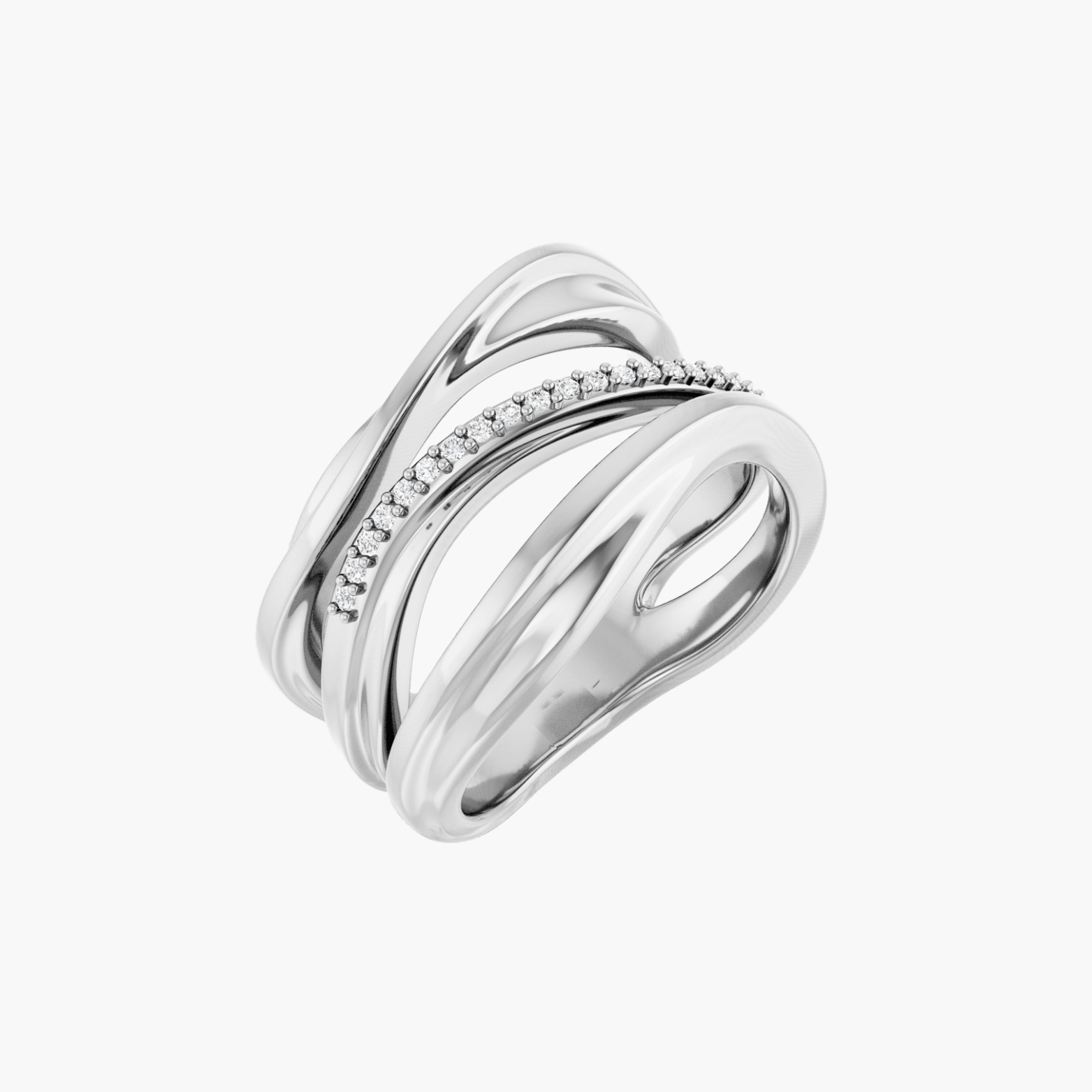 14K Gold Freeform Natural Diamond Ring