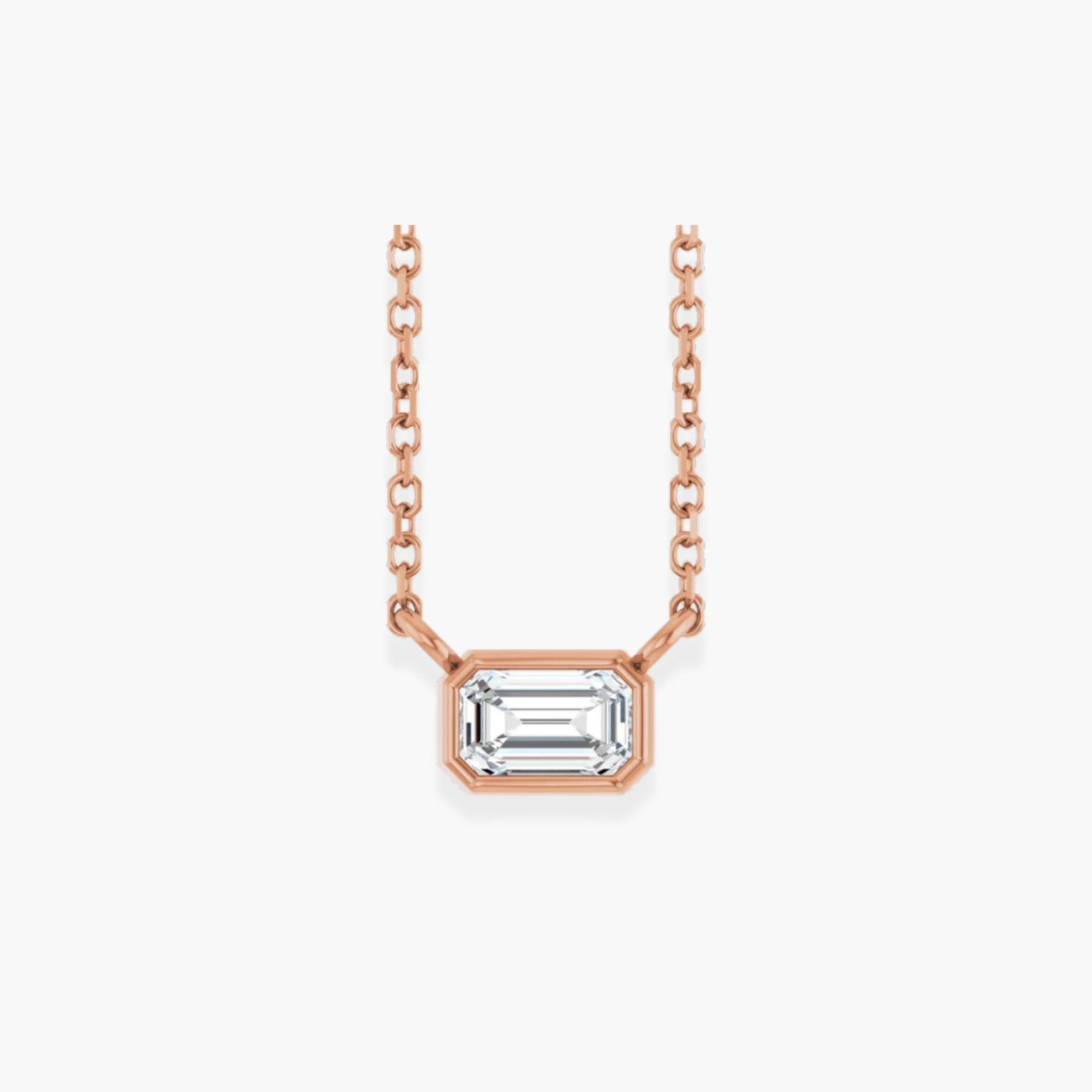 Lab-Grown Diamond Emerald Bezel Solitaire Necklace in 14K Gold