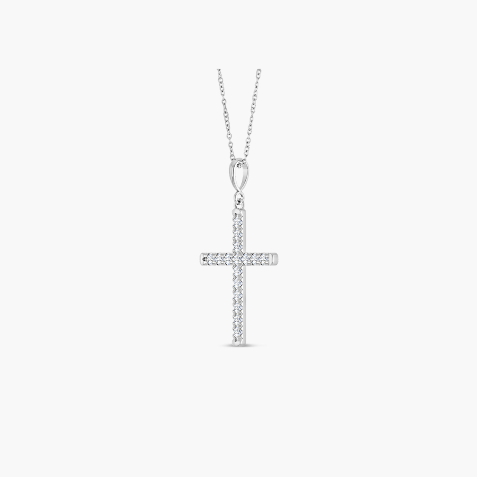 French-Set Cross Necklace 14K Gold