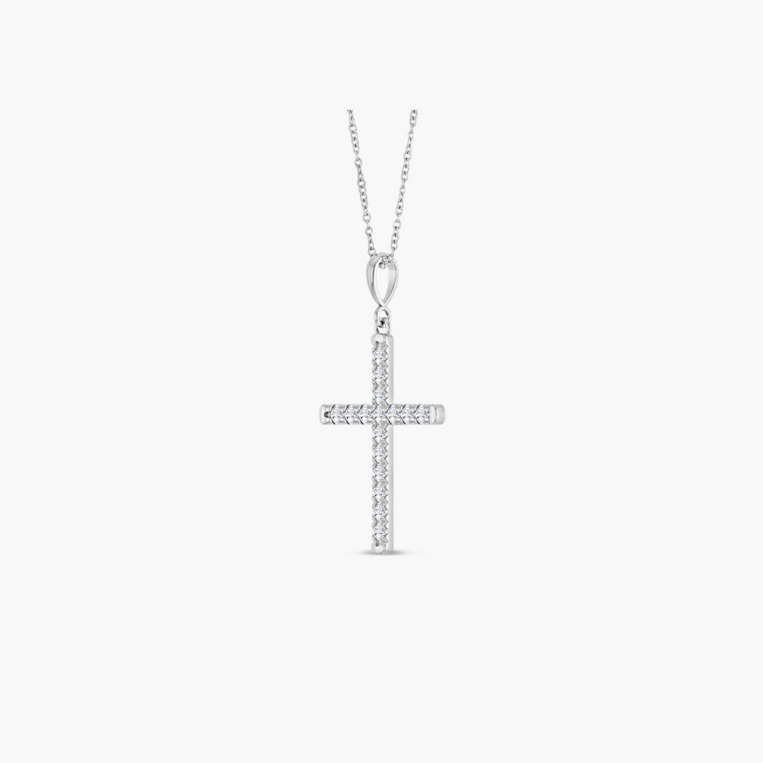 French-Set Cross Necklace 14K Gold