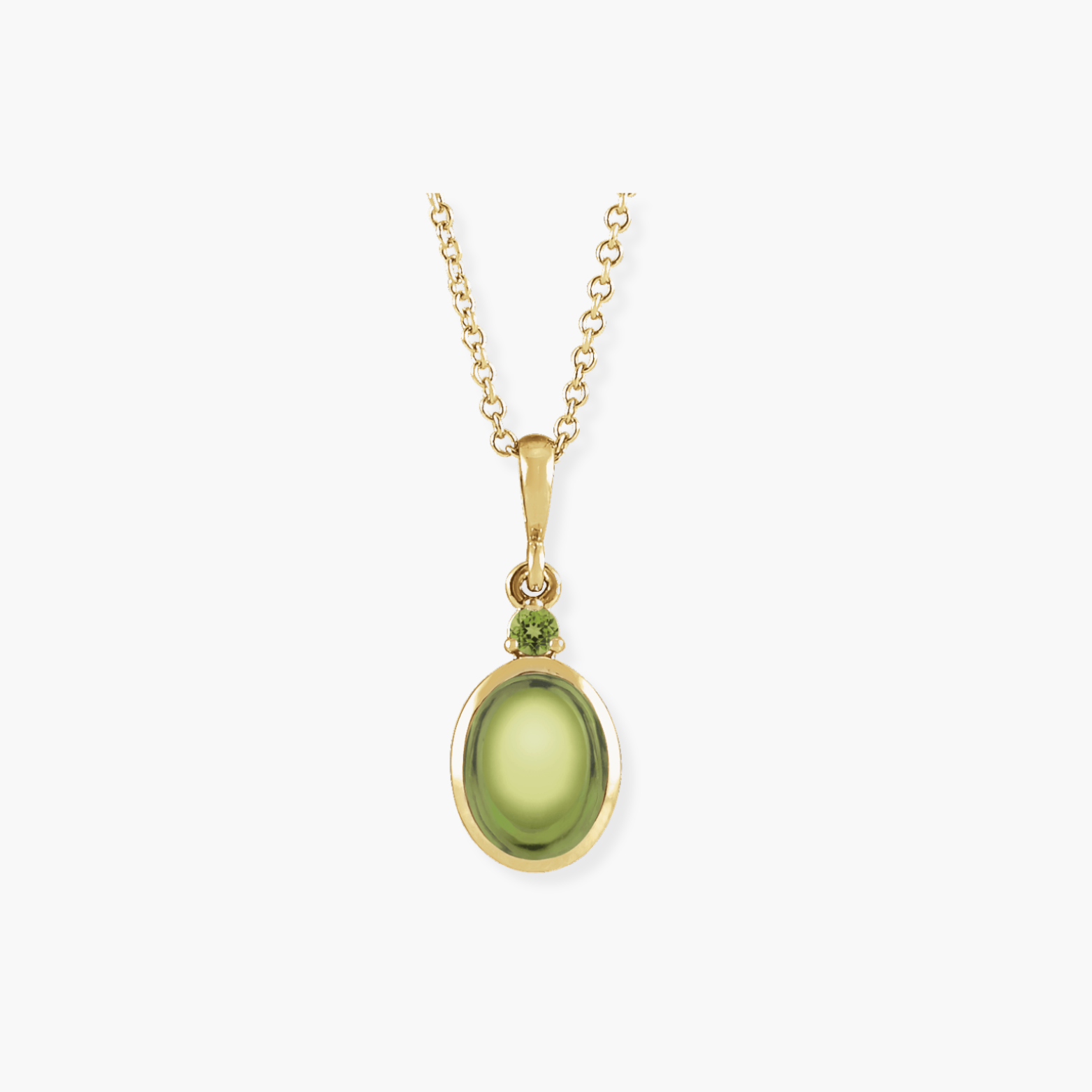 Natural Peridot Bezel Necklace in 14K Gold