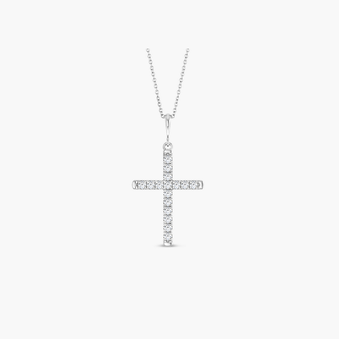 French-Set Cross Necklace 14K Gold
