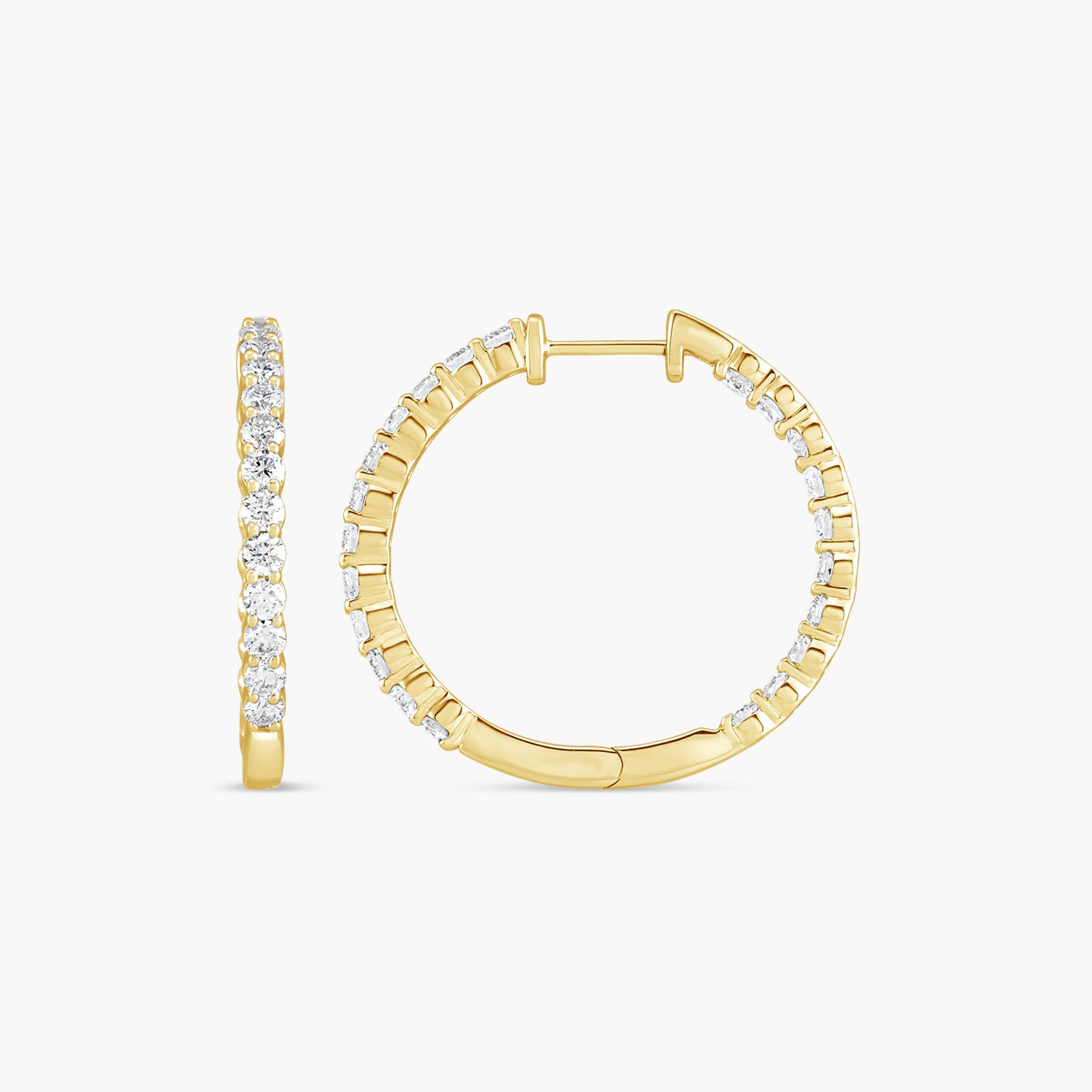 3 CTW Lab-Grown Diamond Inside-Outside Hinged 30 mm Hoop Earrings