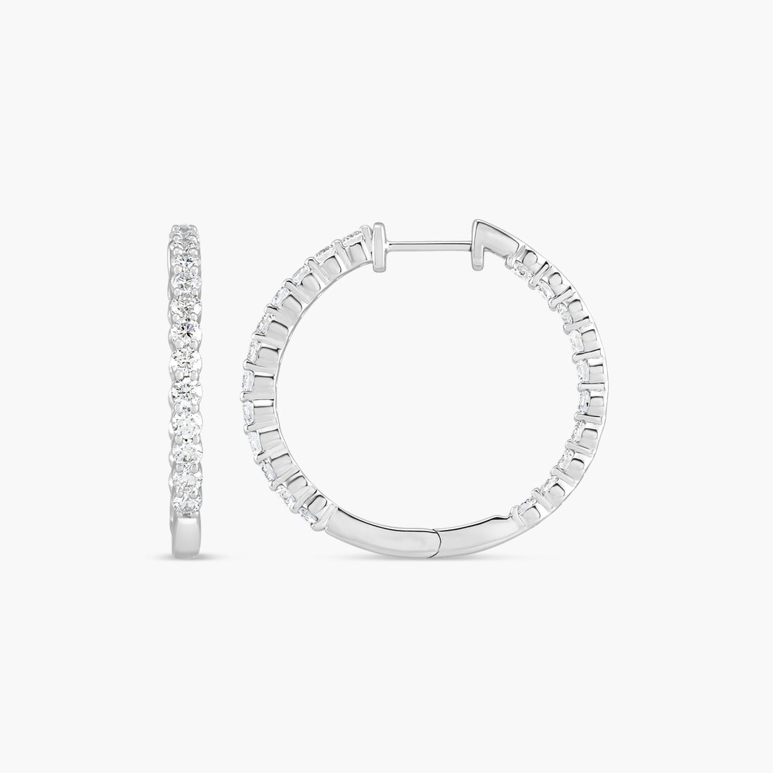 3 CTW Lab-Grown Diamond Inside-Outside Hinged 30 mm Hoop Earrings