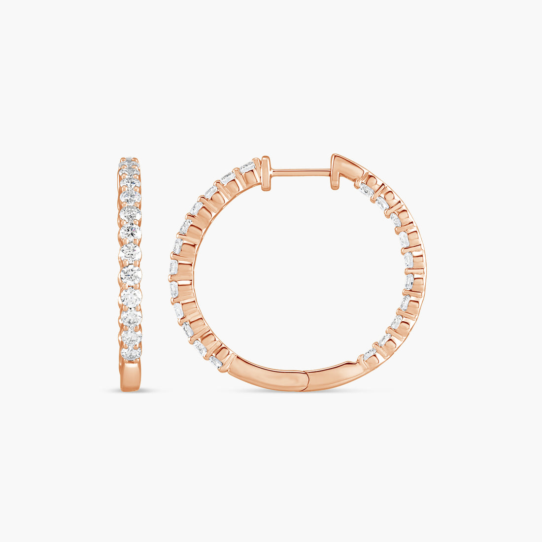 3 CTW Lab-Grown Diamond Inside-Outside Hinged 30 mm Hoop Earrings