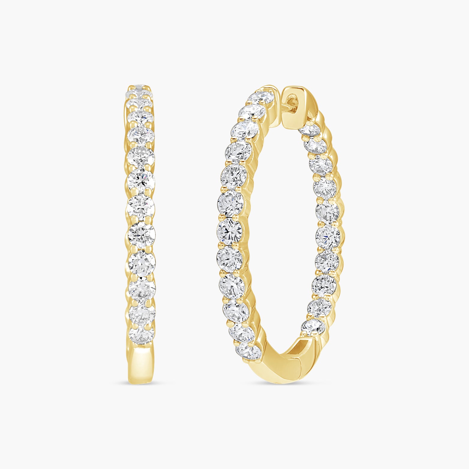 3 CTW Lab-Grown Diamond Inside-Outside Hinged 30 mm Hoop Earrings