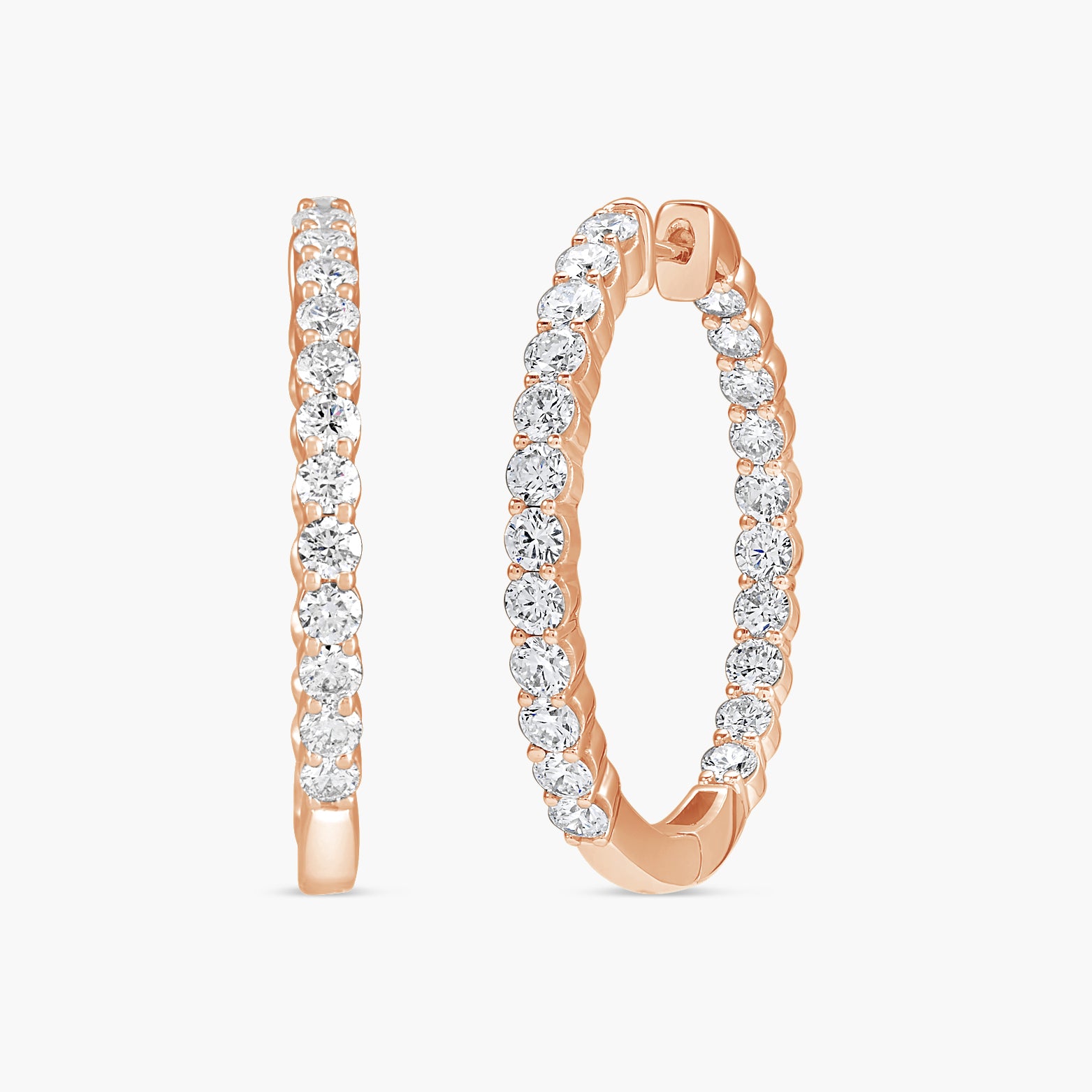 3 CTW Lab-Grown Diamond Inside-Outside Hinged 30 mm Hoop Earrings