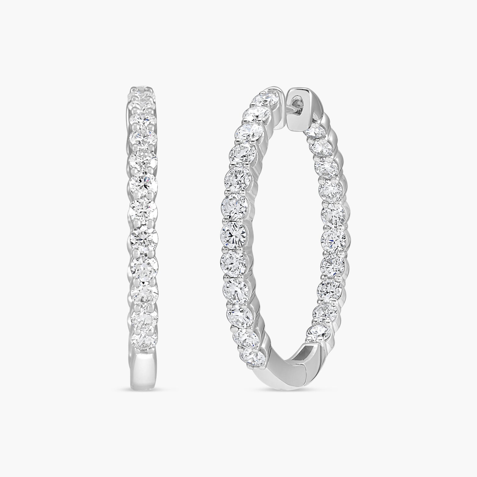 3 CTW Lab-Grown Diamond Inside-Outside Hinged 30 mm Hoop Earrings