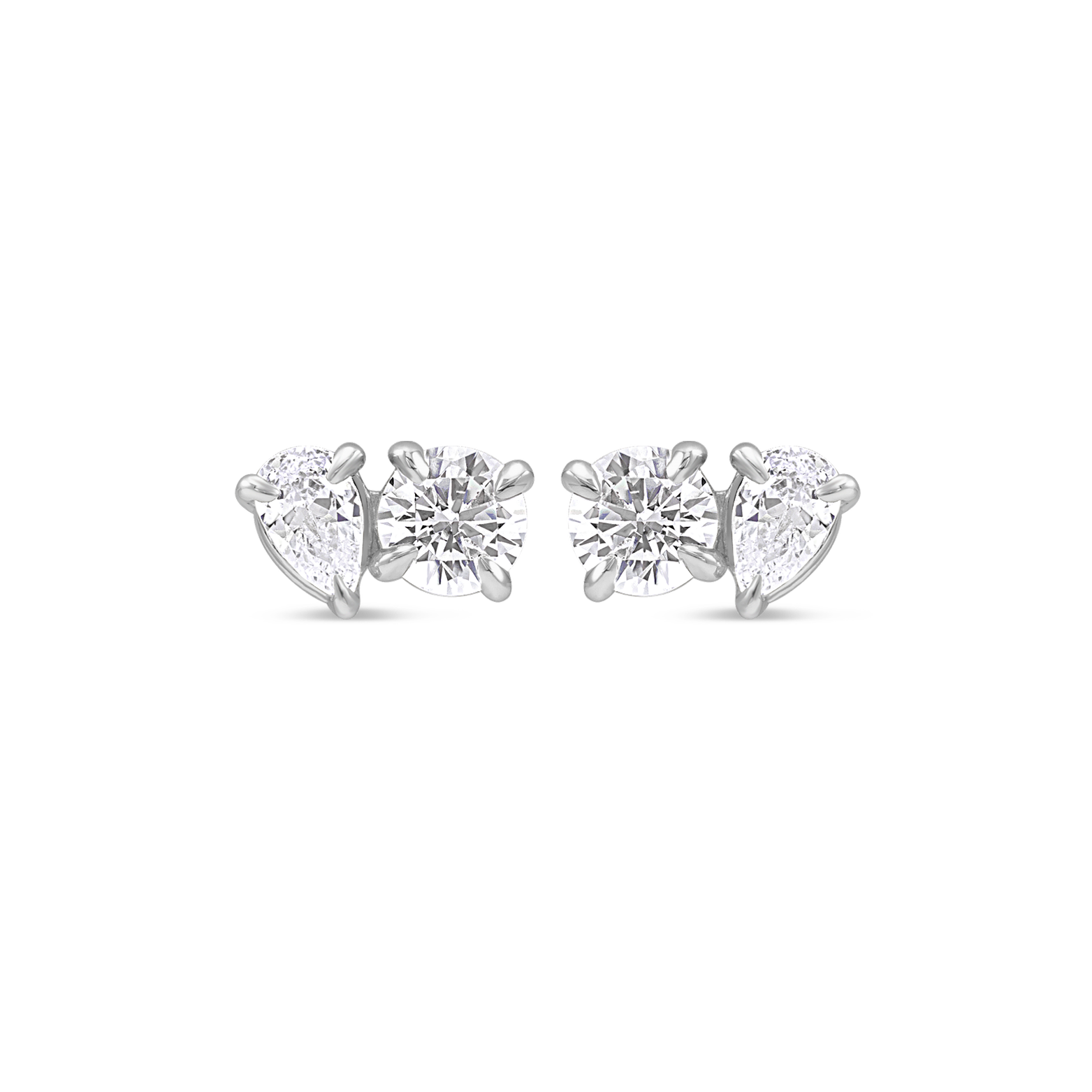 Two-Stone Lab Grown Diamond Stud Earrings in 14K Gold