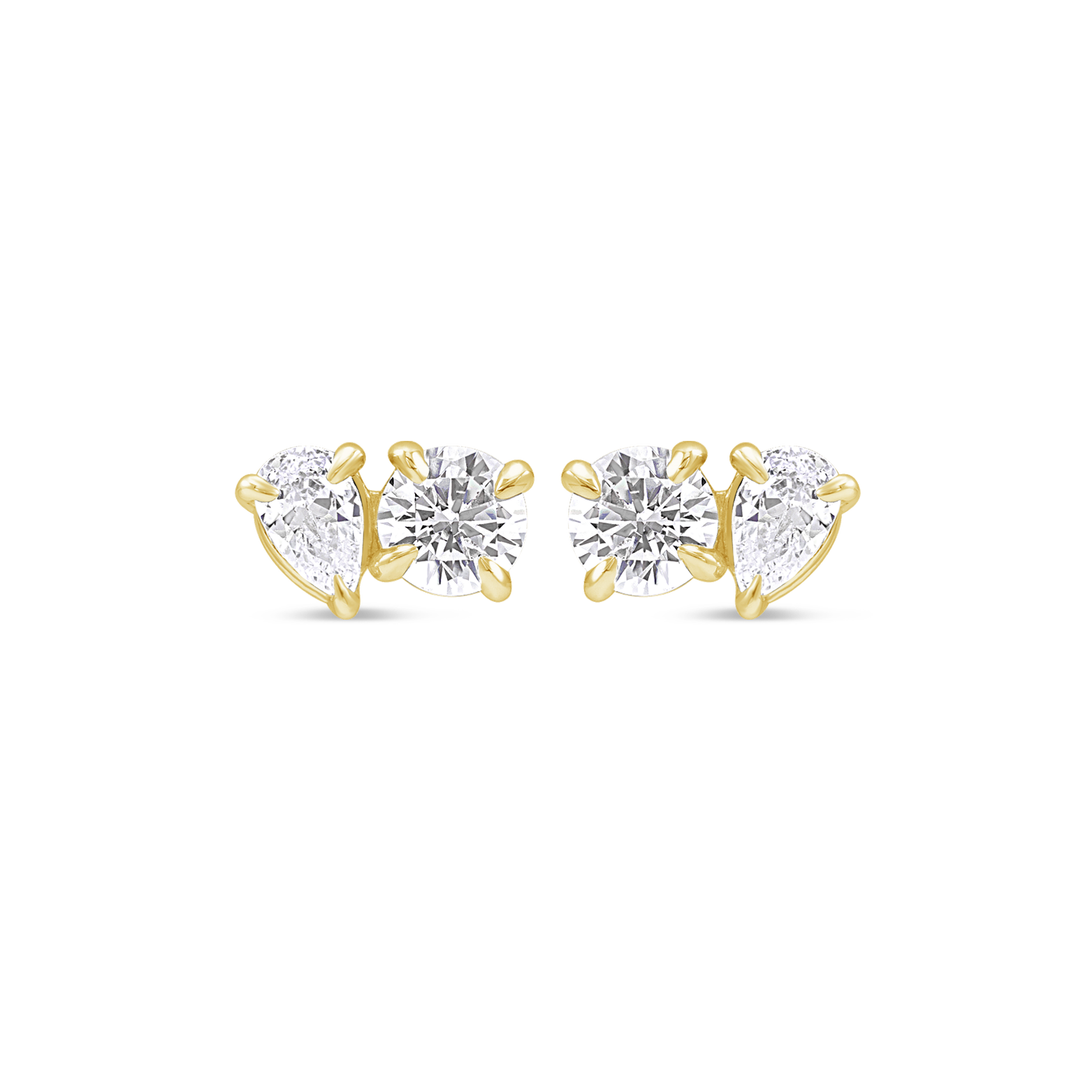 Two-Stone Lab Grown Diamond Stud Earrings in 14K Gold