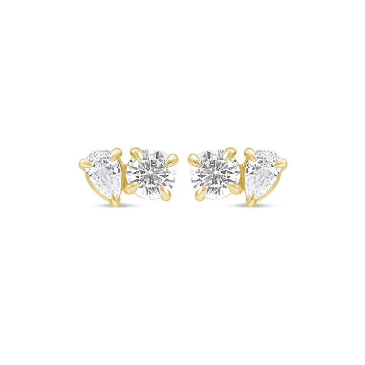 Two-Stone Lab Grown Diamond Stud Earrings in 14K Gold