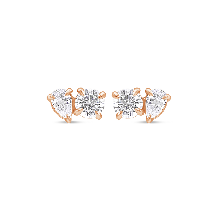 Two-Stone Lab Grown Diamond Stud Earrings in 14K Gold