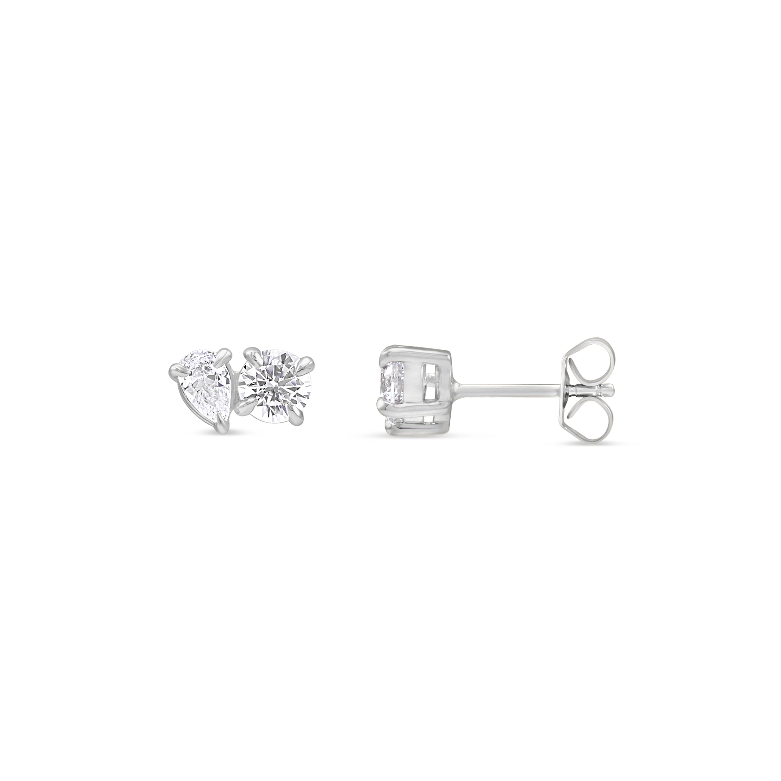 Two-Stone Lab Grown Diamond Stud Earrings in 14K Gold