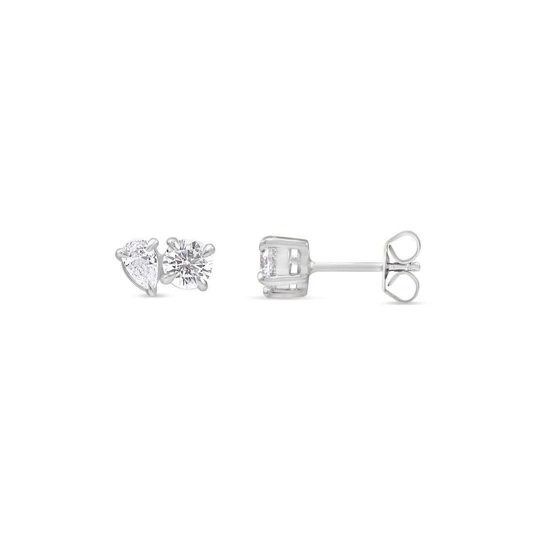 Two-Stone Lab Grown Diamond Stud Earrings in 14K Gold