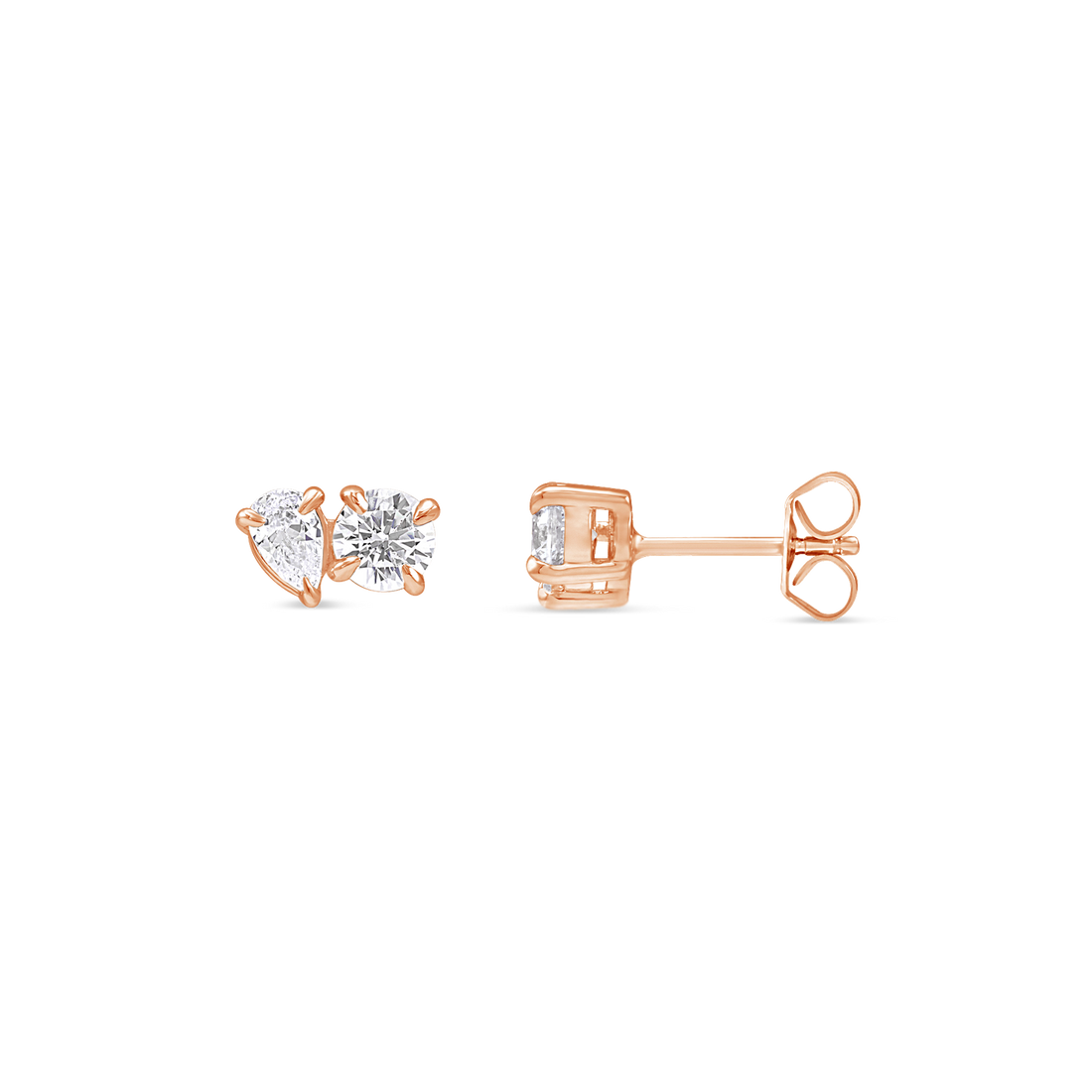 Two-Stone Lab Grown Diamond Stud Earrings in 14K Gold