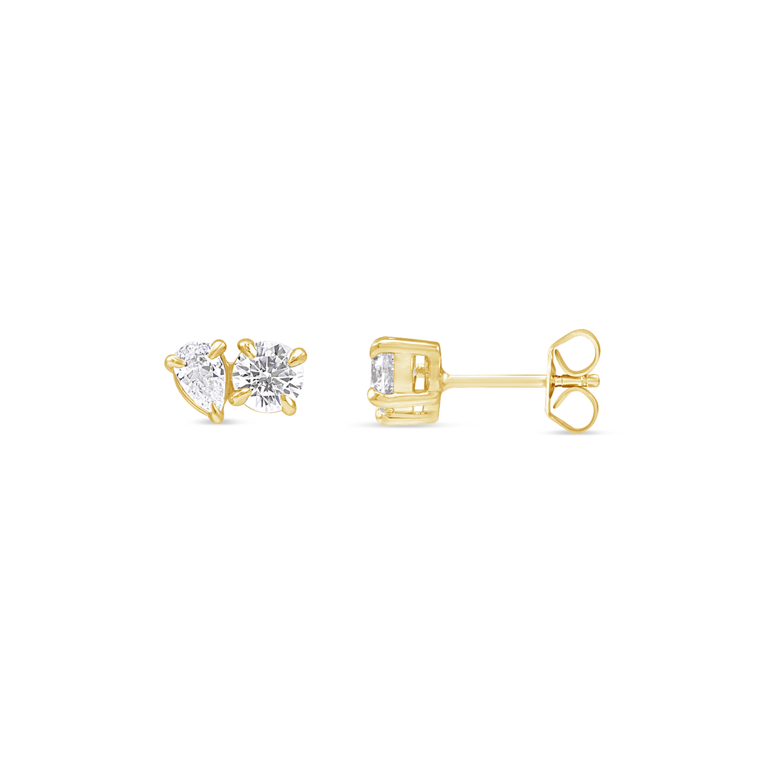 Two-Stone Lab Grown Diamond Stud Earrings in 14K Gold