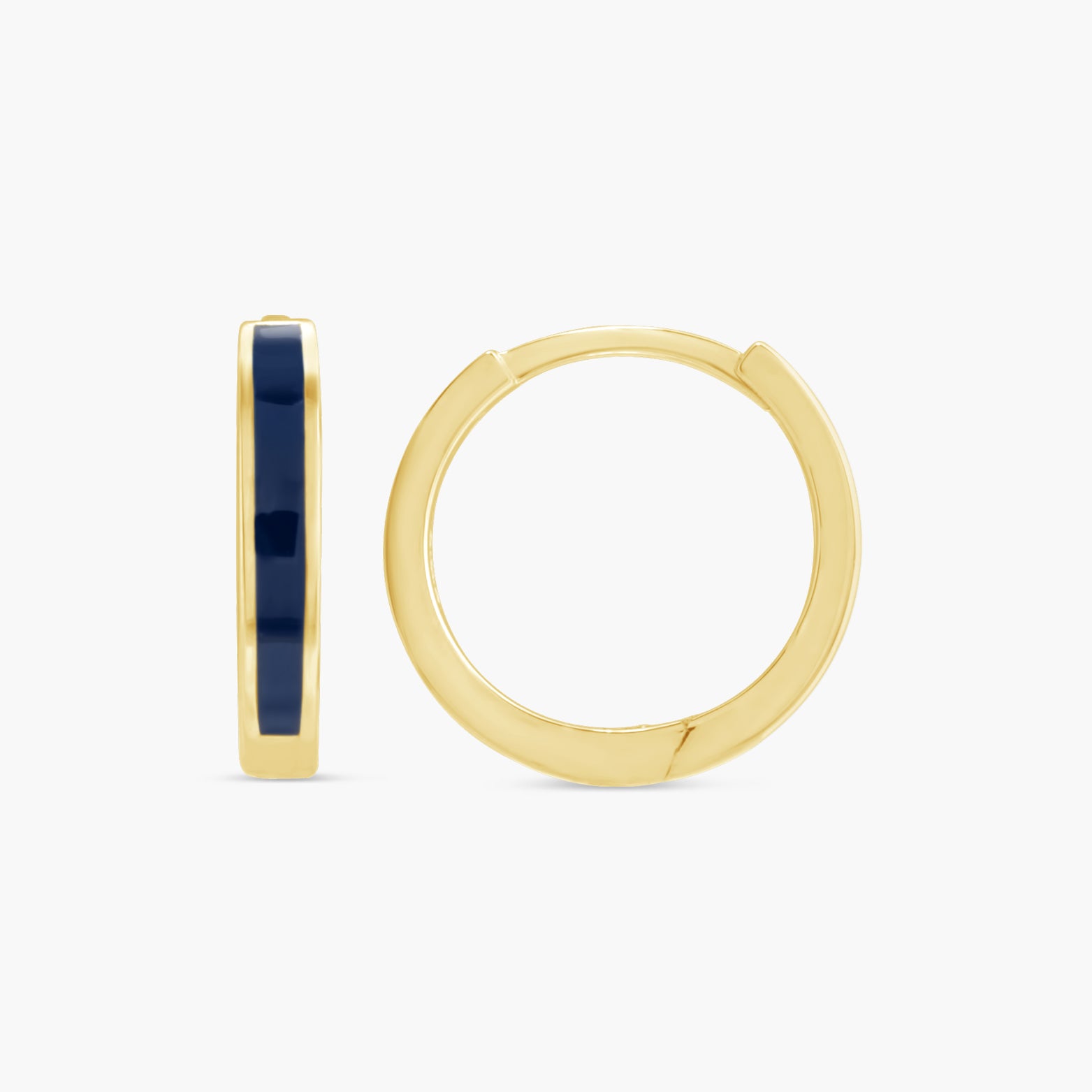 Blue Enamel Hinged 12.1 mm Hoop Earrings