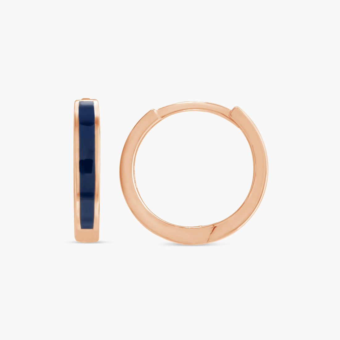 Blue Enamel Hinged 12.1 mm Hoop Earrings