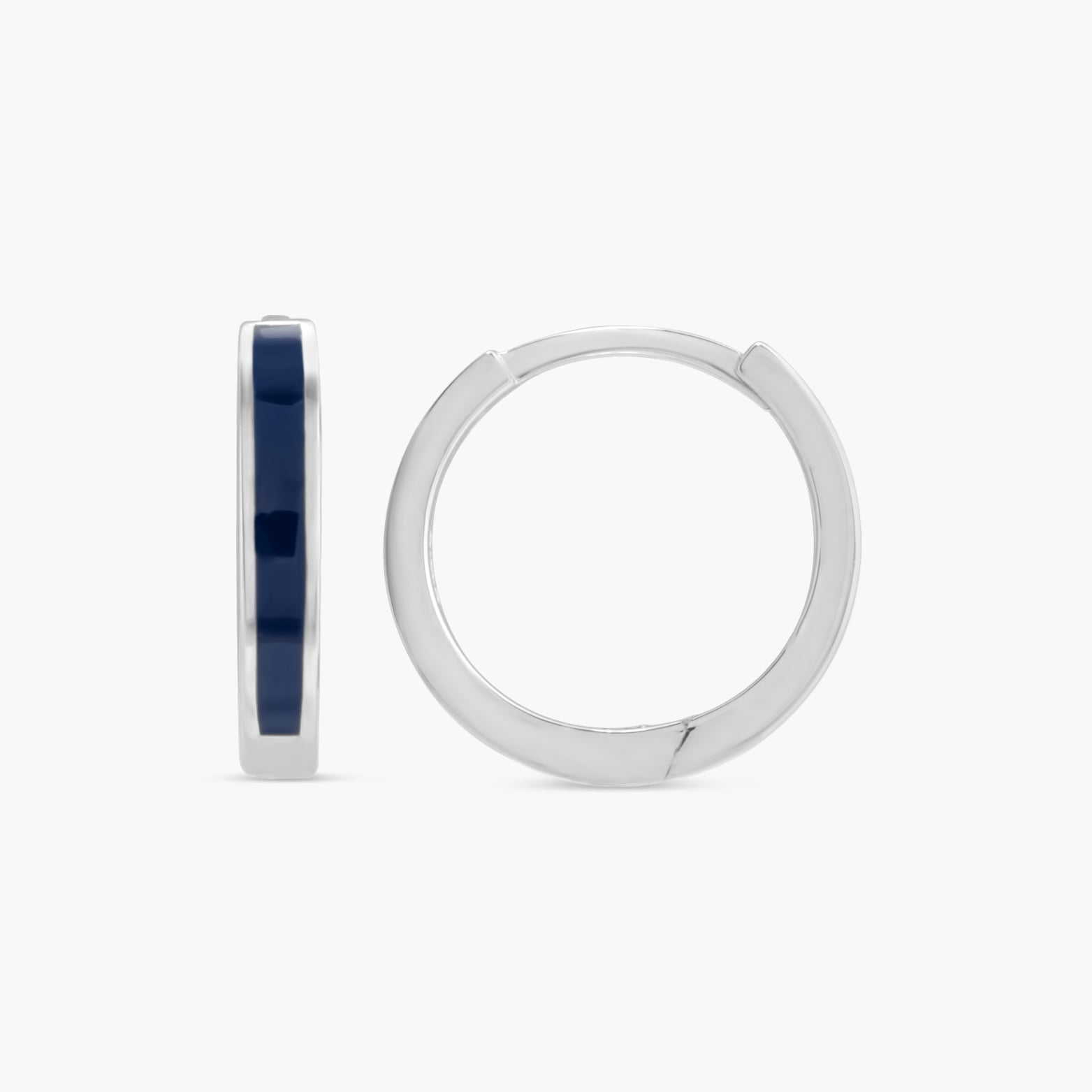 Blue Enamel Hinged 12.1 mm Hoop Earrings