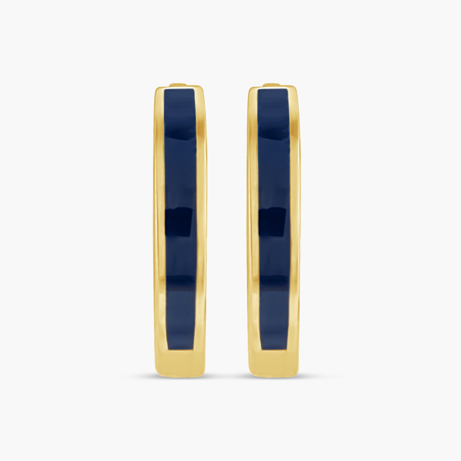Blue Enamel Hinged 12.1 mm Hoop Earrings